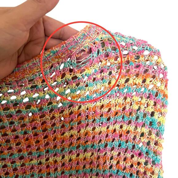 Something Navy Open Knit Rainbow Cropped Cardigan Multicolor Size Large NWOT - Picture 6 of 10